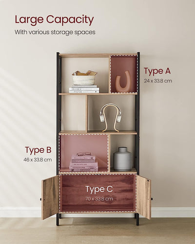 Vasagle Bookshelf With Cabinet - Oak