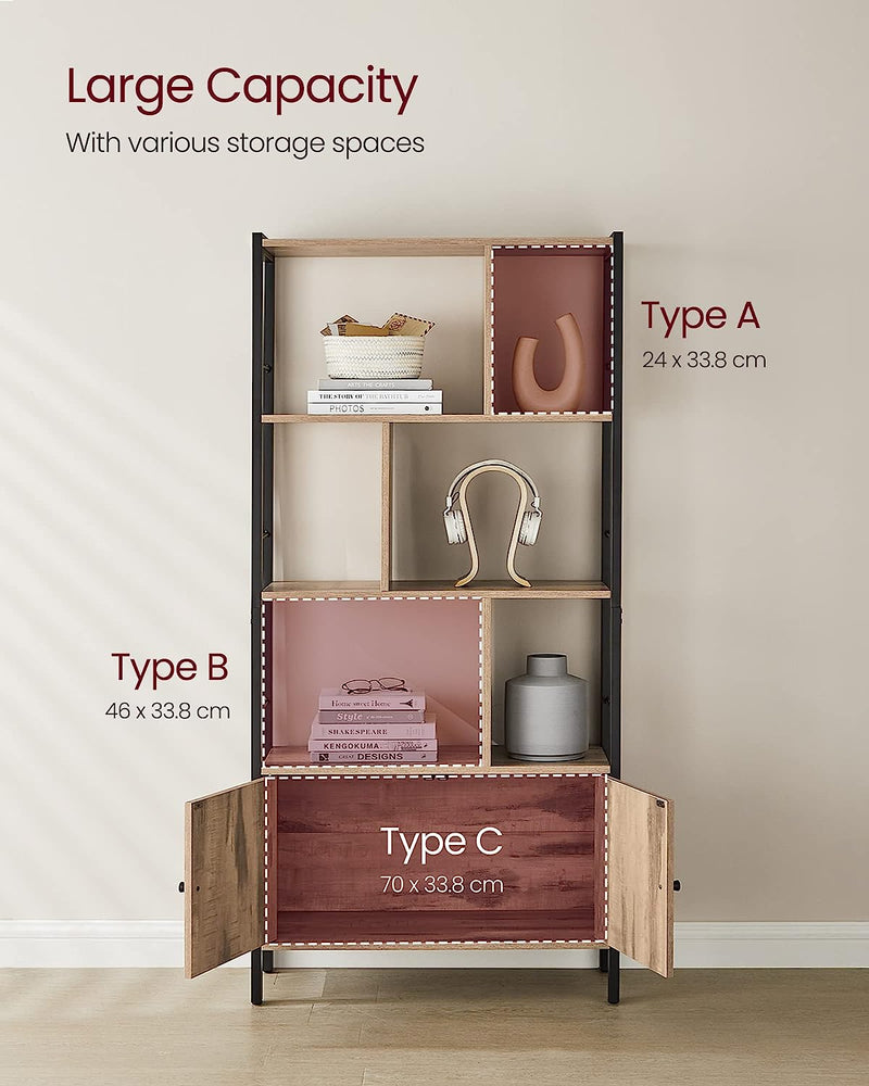 Vasagle Bookshelf With Cabinet - Oak