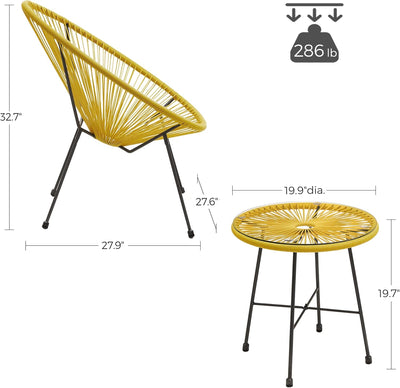 3-Piece Garden Furniture Set – Yellow
