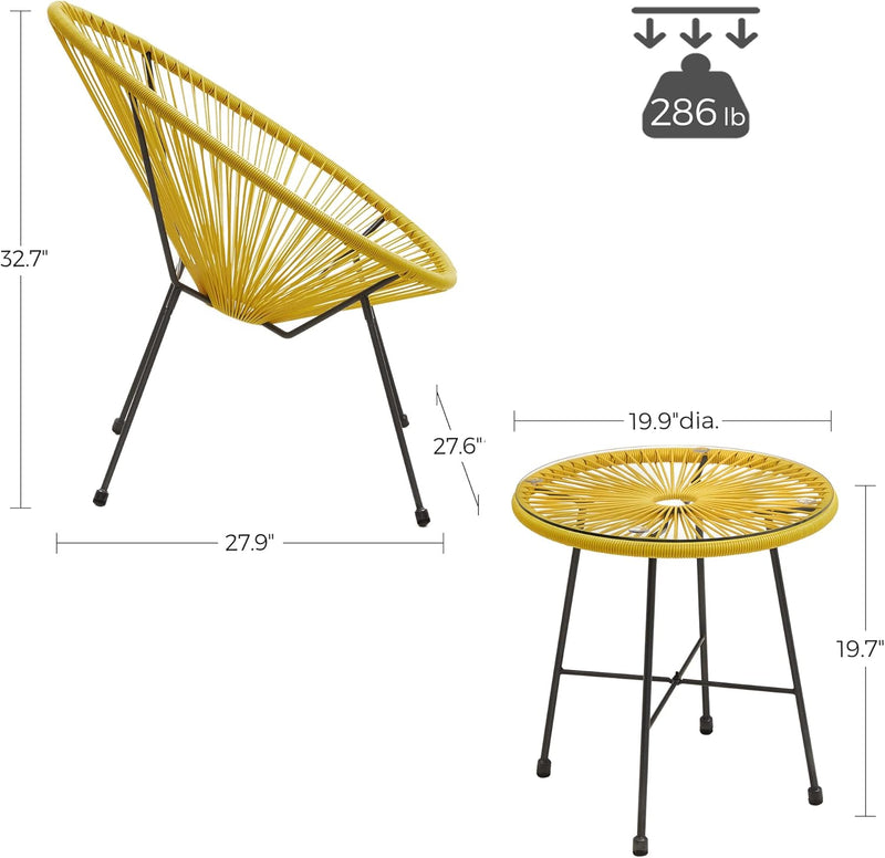 3-Piece Garden Furniture Set – Yellow