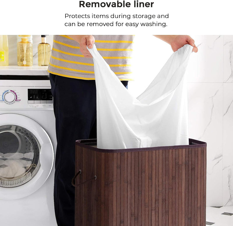 Bamboo Laundry Basket 100L - Brown