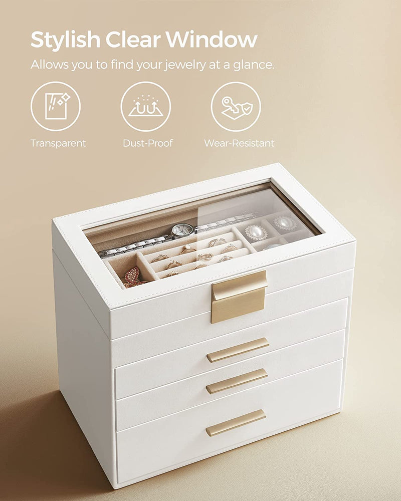 Jewellery Box Organiser 4-Tier With 3 Drawers - Cloud White