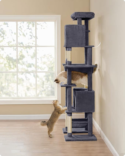 Cat Tree with Caves & Hammocks 200cm – Light Grey