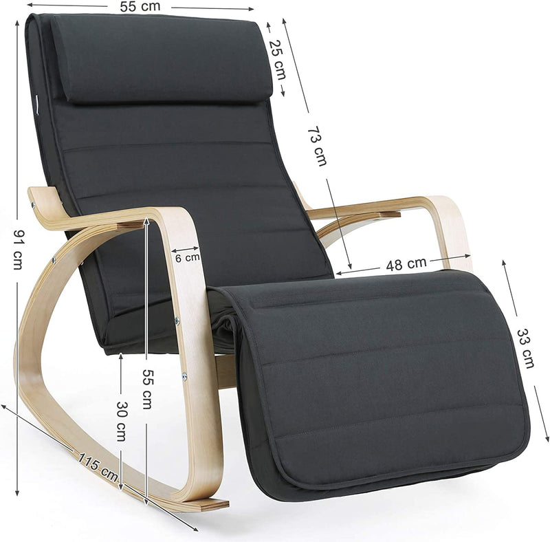 Rocking Chair With Foot Rest - Black