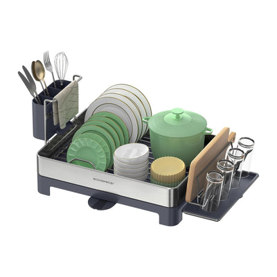 Premium Full Size Steel Dish Rack - Silver Songmics