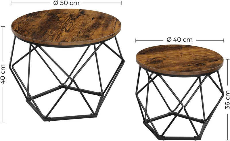 Vasagle Sophia Round Coffee Table Brown (Set of 2)