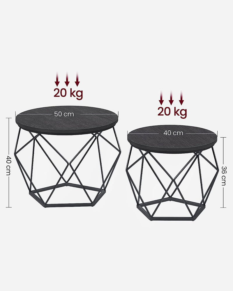 Vasagle Sophia Round Coffee Table Black (Set of 2)