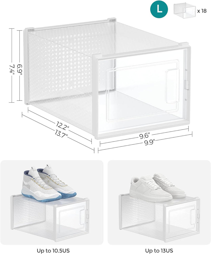 Large Drop-Front Shoe Box Fit up to UK Size 12 (Set of 18)