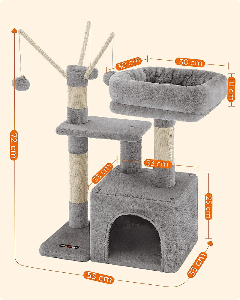 Cat Tree With Padded Perch Light Gray