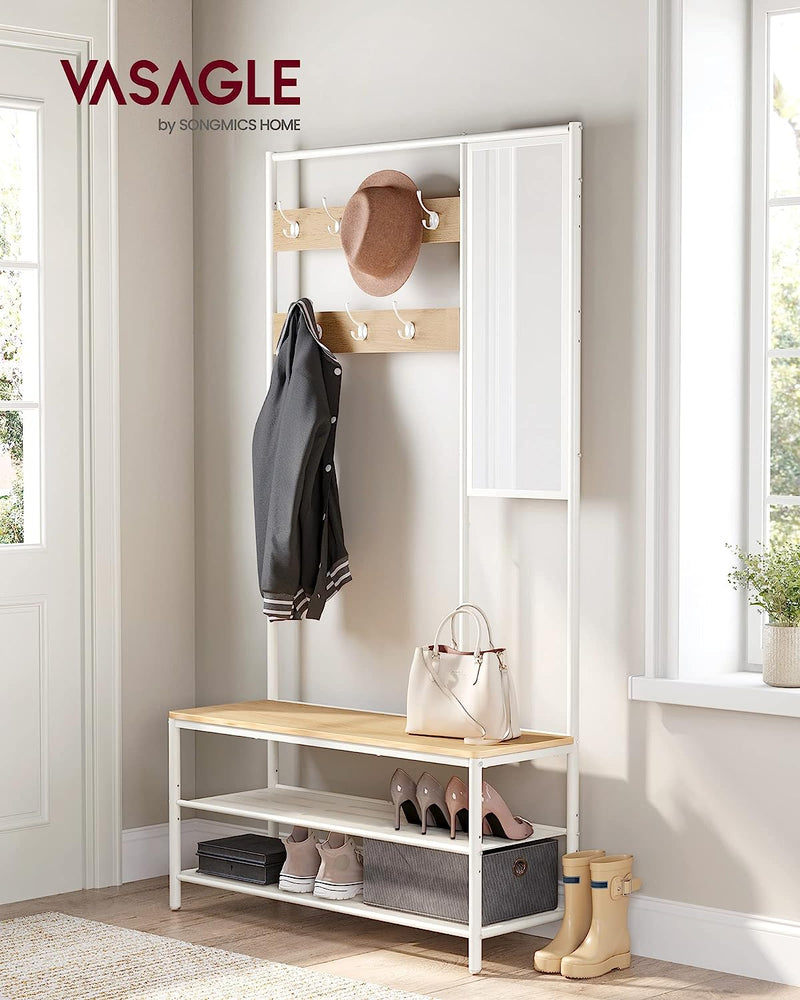 Vasagle Coat Rack Stand with Shoe Storage and Mirror
