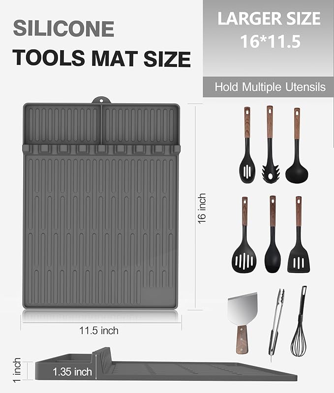Silicone Kitchen Mat with Tool Slots