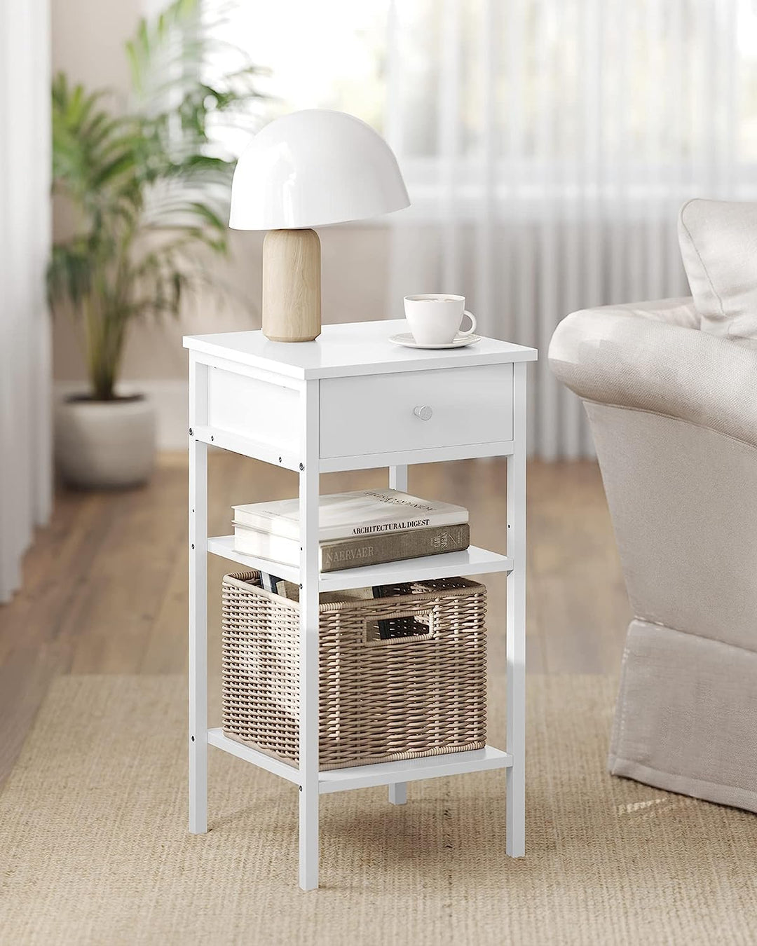 White bedside table 70cm height hotsell