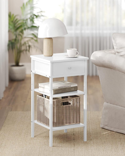 Vasagle Tall Bedside Table - White