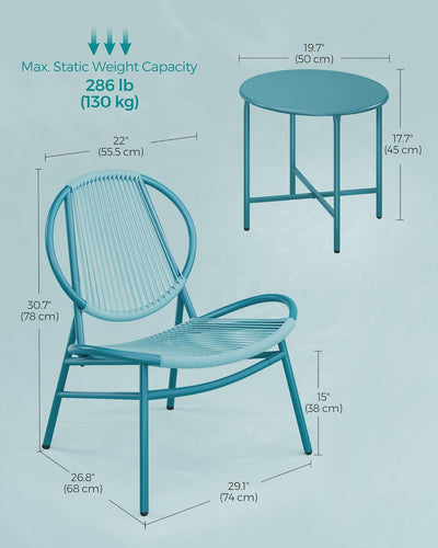 3-Piece Garden Furniture Set – Lake Blue
