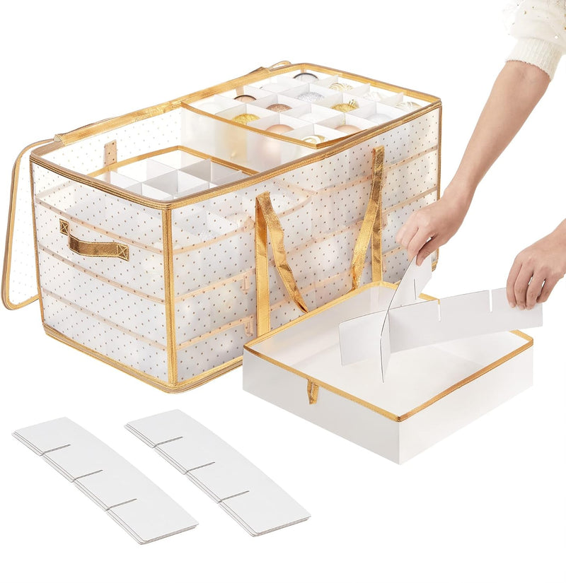 Christmas Ornament Storage Box Gold - 128 Slots