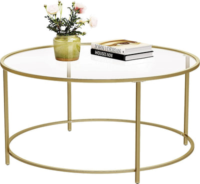 Vasagle Nyla Round Glass Coffee Table