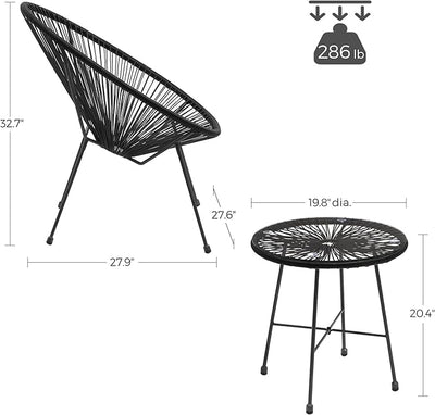 3-Piece Garden Furniture Set – Ink Black