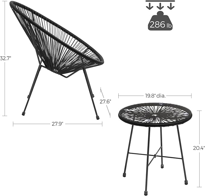 3-Piece Garden Furniture Set – Ink Black