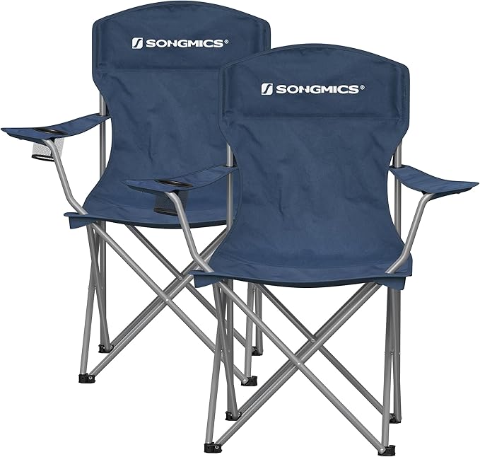Folding Outdoor Camping Beach Chairs – Blue (Set of 2)