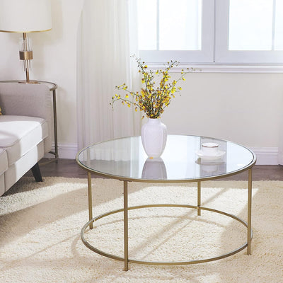 Vasagle Nyla Round Glass Coffee Table