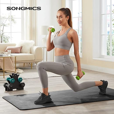 Dumbbell Set with Rack - Lime, Teal & Grey (Set of 6)