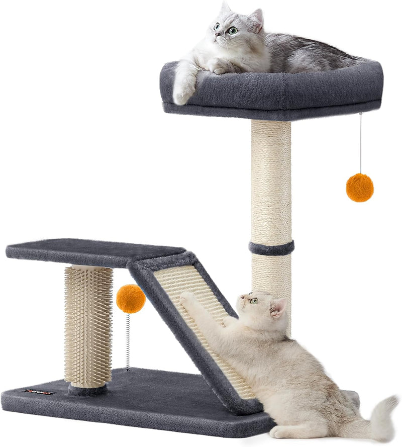 Cat Tree with Scratching Post & Bed – Dark Grey