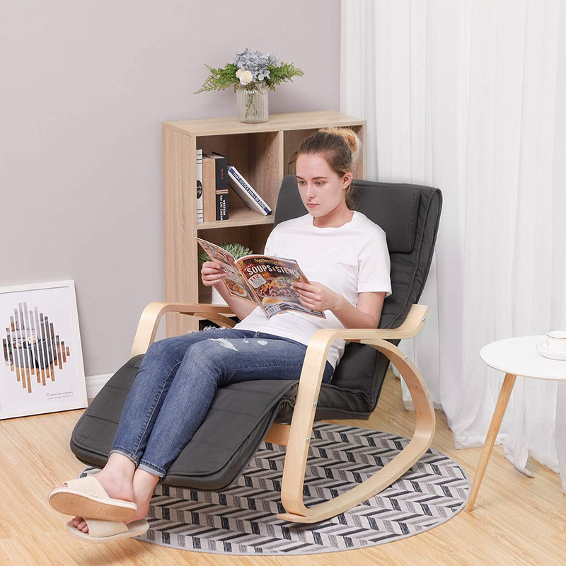 Rocking Chair With Foot Rest - Black