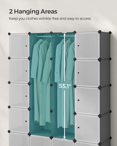 Cube Storage Portable Wardrobe - Grey