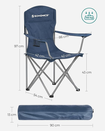 Folding Outdoor Camping Beach Chairs – Blue (Set of 2)