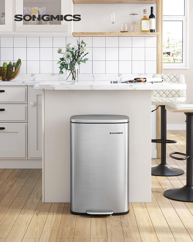 Kitchen Rubbish Bin 50L Silver