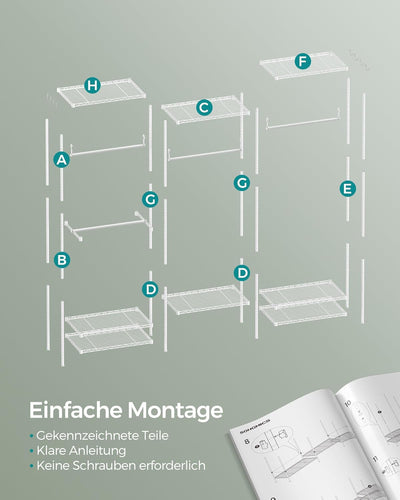 Heavy Duty Open Wardrobe Metal Coat Rack - White