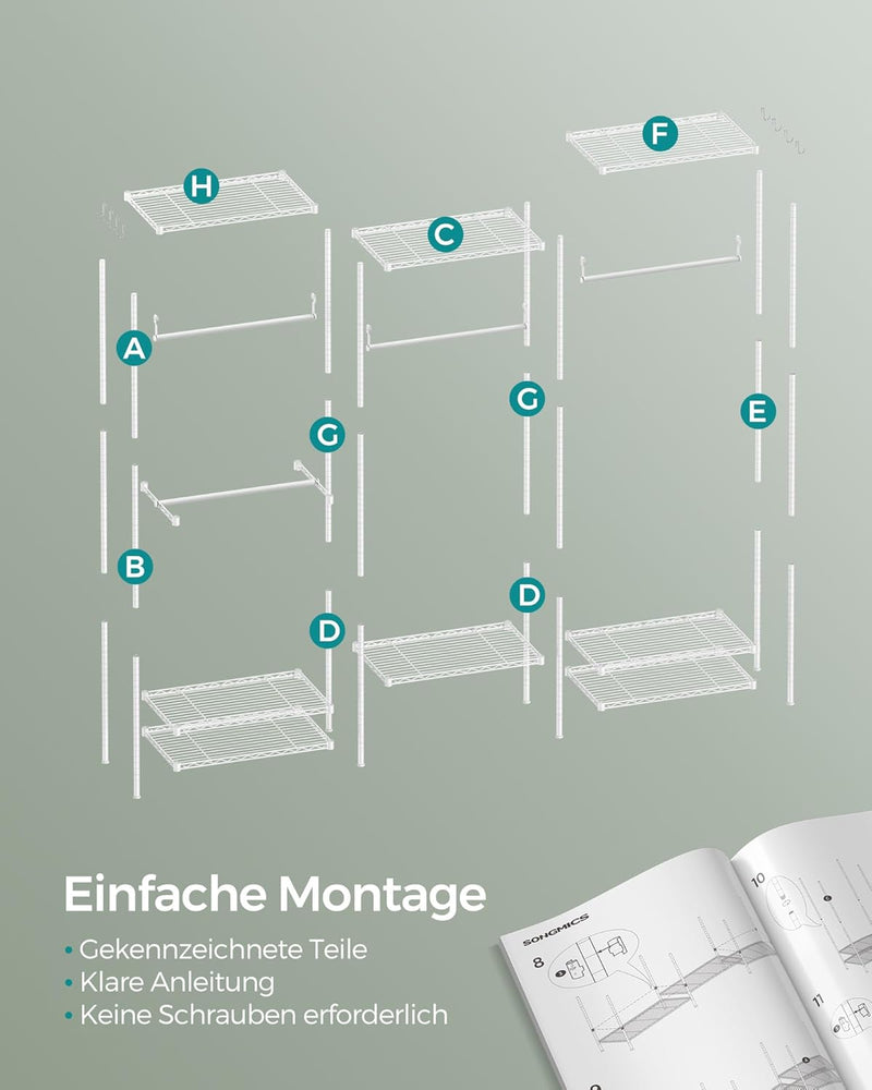 Heavy Duty Open Wardrobe Metal Coat Rack - White