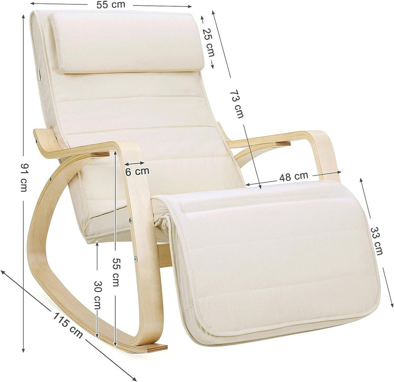 Rocking Chair With Foot Rest - Cream