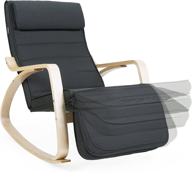 Rocking Chair With Foot Rest - Black