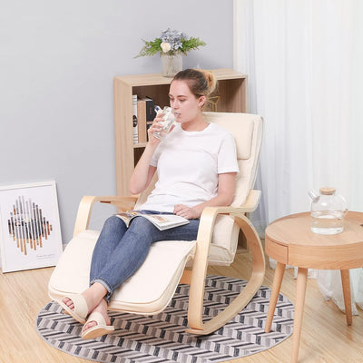 Rocking Chair With Foot Rest - Cream