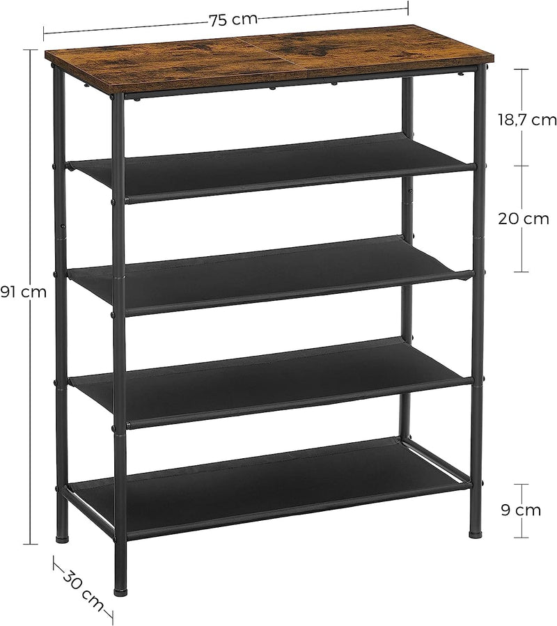 Vasagle 5 Tier Shoe Storage Rack For 12-16 Pairs of Shoes