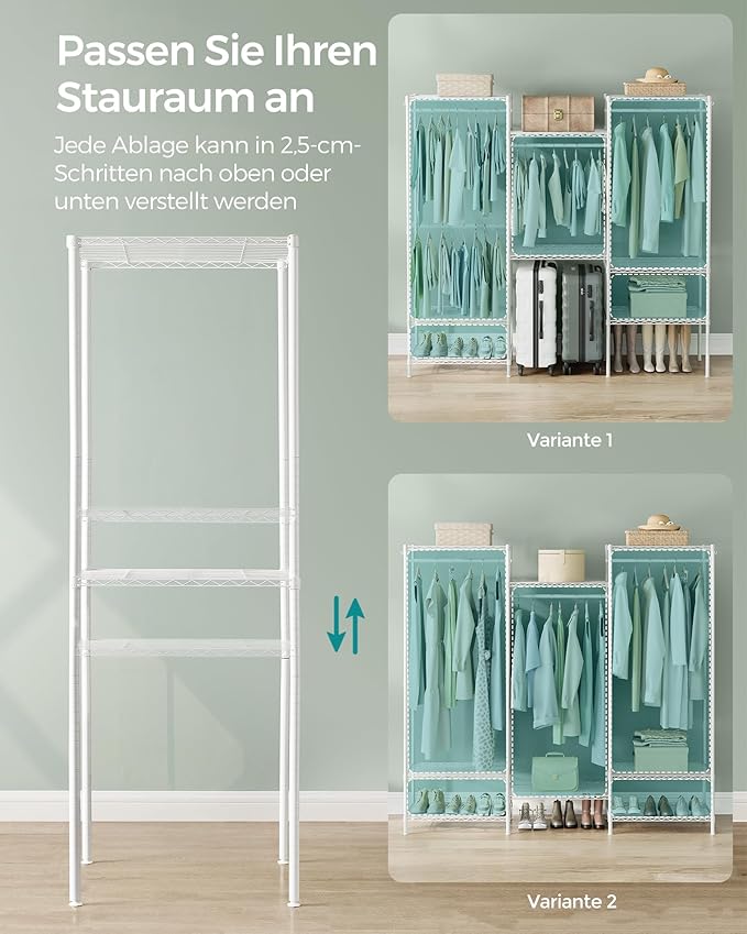 Heavy Duty Open Wardrobe Metal Coat Rack - White