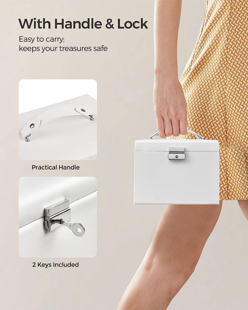 Lockable Jewellery Travel Case - White