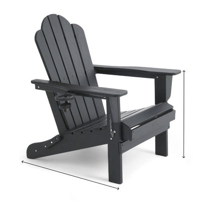Adirondack Outdoor Chair with Cup Holder - Black