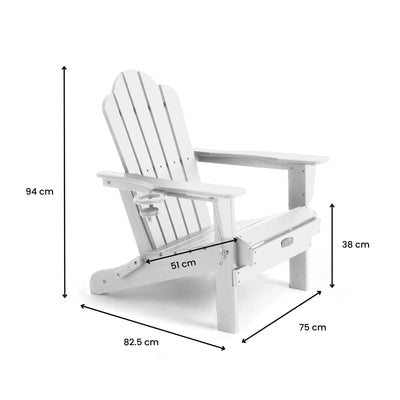 Adirondack Outdoor Chair with Cup Holder - White