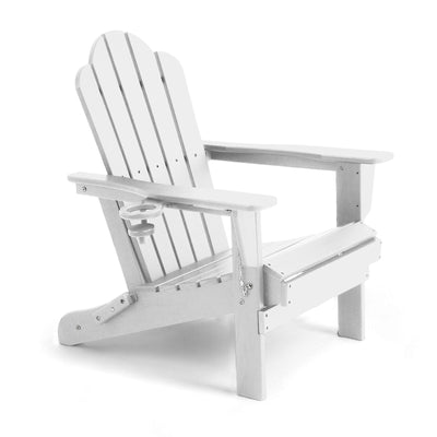Adirondack Outdoor Chair with Cup Holder - White