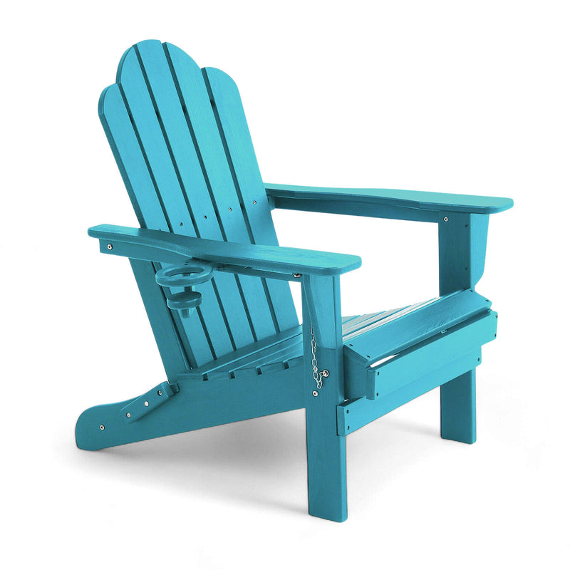 Adirondack Outdoor Chair with Cup Holder - Peacock Blue