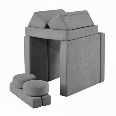Modular Kids Play Couch – 14Pcs Convertible Sofa (Charcoal Grey)