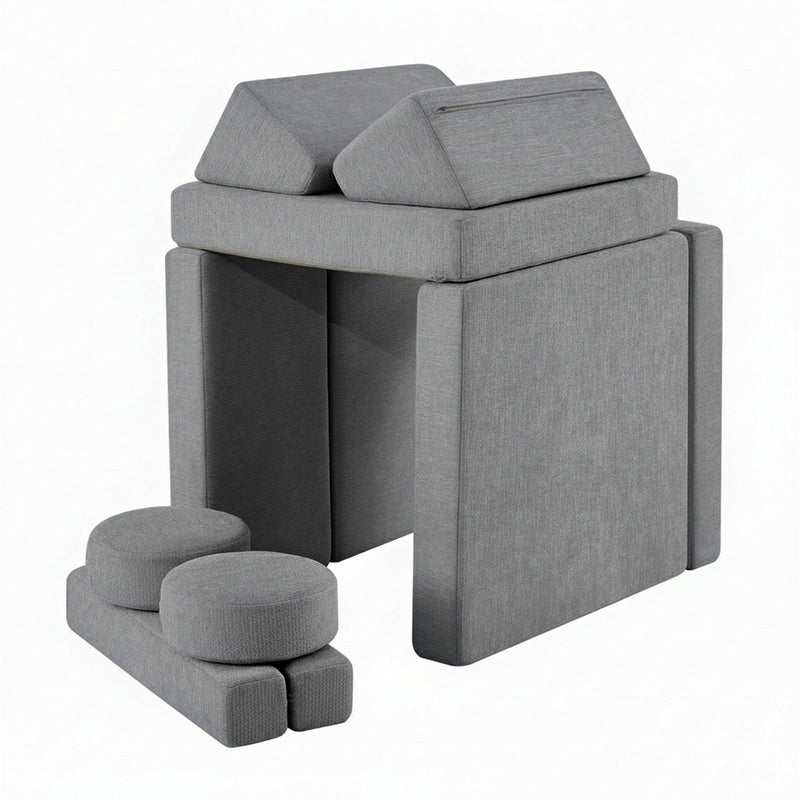 Modular Kids Play Couch – 14Pcs Convertible Sofa (Charcoal Grey)