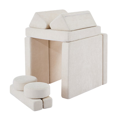 Modular Kids Play Couch – 14Pcs Convertible Sofa (Cream White)