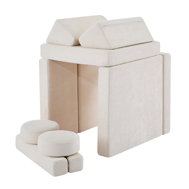 Modular Kids Play Couch – 14Pcs Convertible Sofa (Cream White)