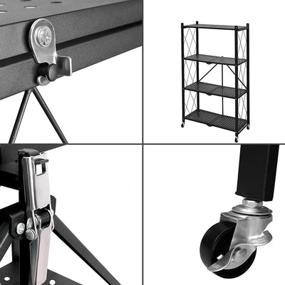 Foldable 4-Tier Metal Rack Storage Shelving Unit