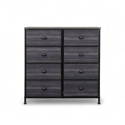 8-Drawer Double Dresser with wood top in charcoal black – sleek and spacious storage for NZ homes.