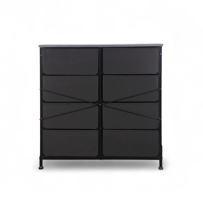 Modern double dresser with wooden top and charcoal black finish – ideal for NZ interiors.
