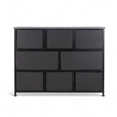 Versatile 8-drawer fabric storage unit in charcoal black, perfect for clothing and accessories in NZ.